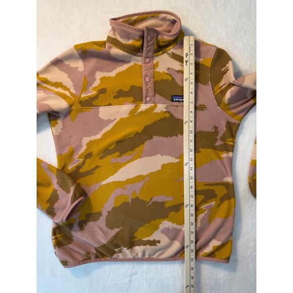 Patagonia Synchilla Pink Orange Yellow Camo M Pullover Fleece Jacket rare - Picture 7 of 8